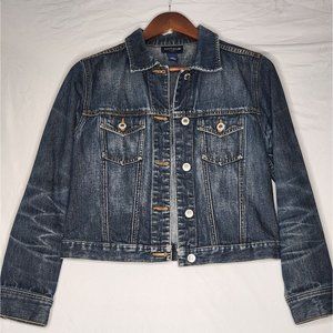 Ann Taylor Petite Jean Jacket Size Small‎ Dark Washed Denim